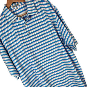 PETER MILLAR Men's 2XL XXL Summer Comfort Blue Pink Performance Golf Polo Shirt